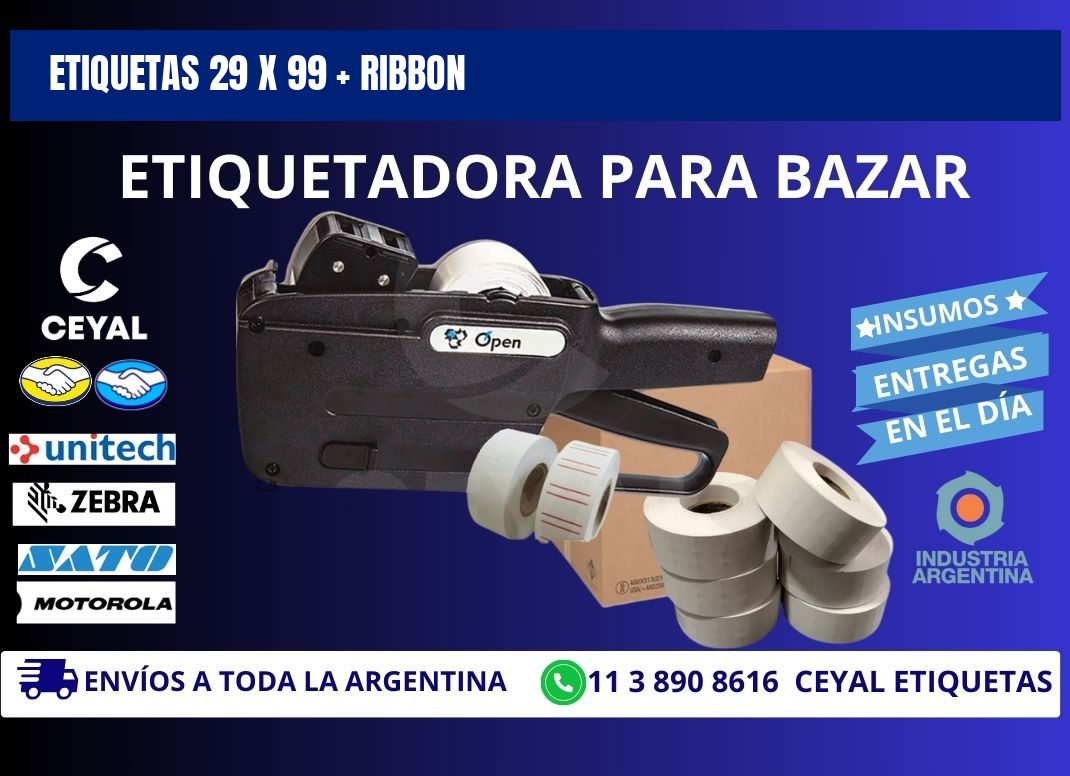 ETIQUETAS 29 x 99 + RIBBON