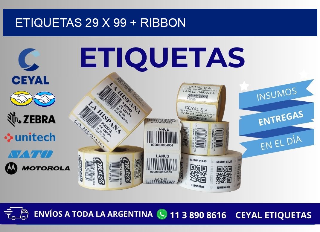 ETIQUETAS 29 x 99 + RIBBON