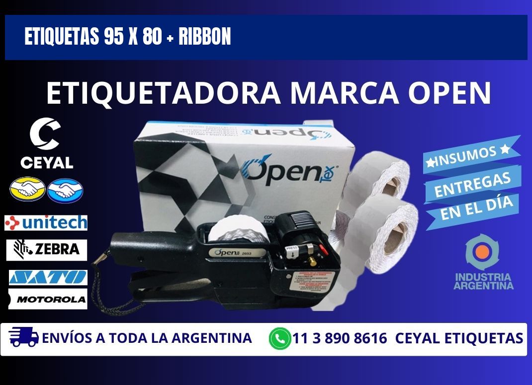 ETIQUETAS 95 x 80 + RIBBON