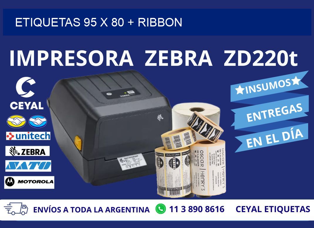 ETIQUETAS 95 x 80 + RIBBON