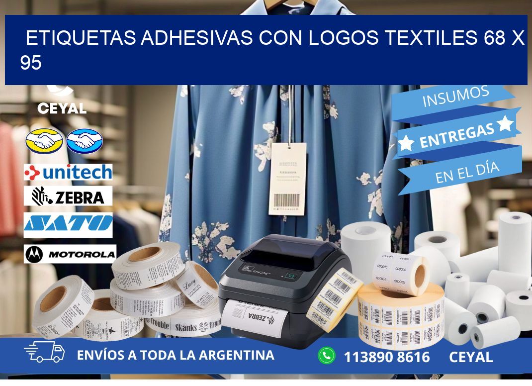 ETIQUETAS ADHESIVAS CON LOGOS TEXTILES 68 x 95