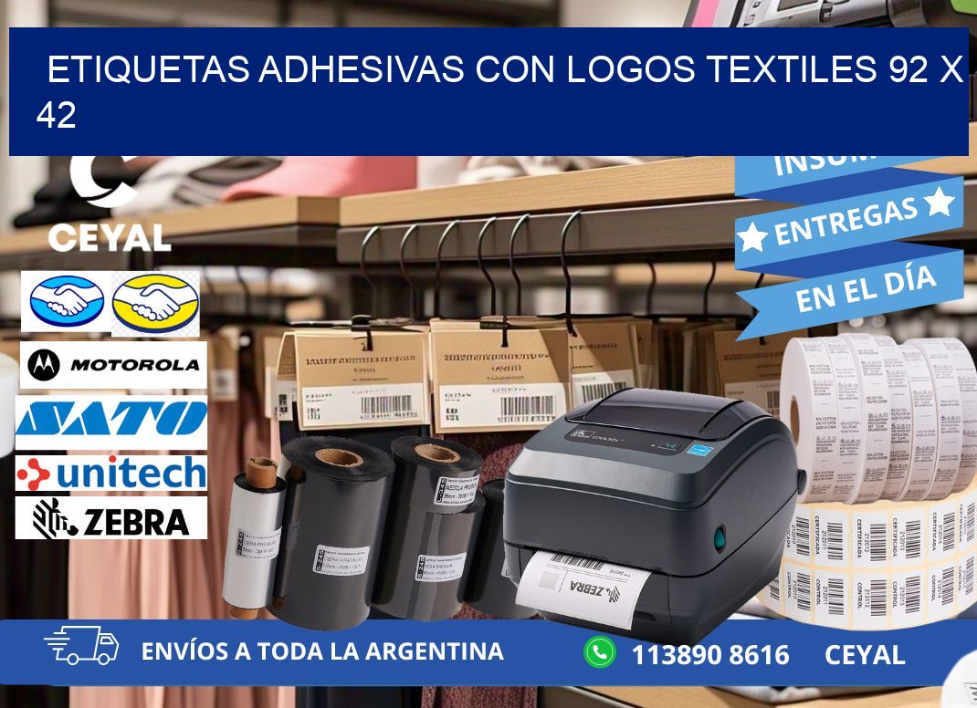 ETIQUETAS ADHESIVAS CON LOGOS TEXTILES 92 x 42
