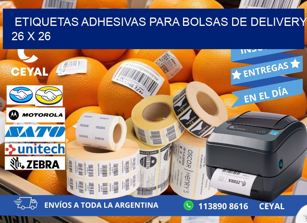 ETIQUETAS ADHESIVAS PARA BOLSAS DE DELIVERY 26 x 26