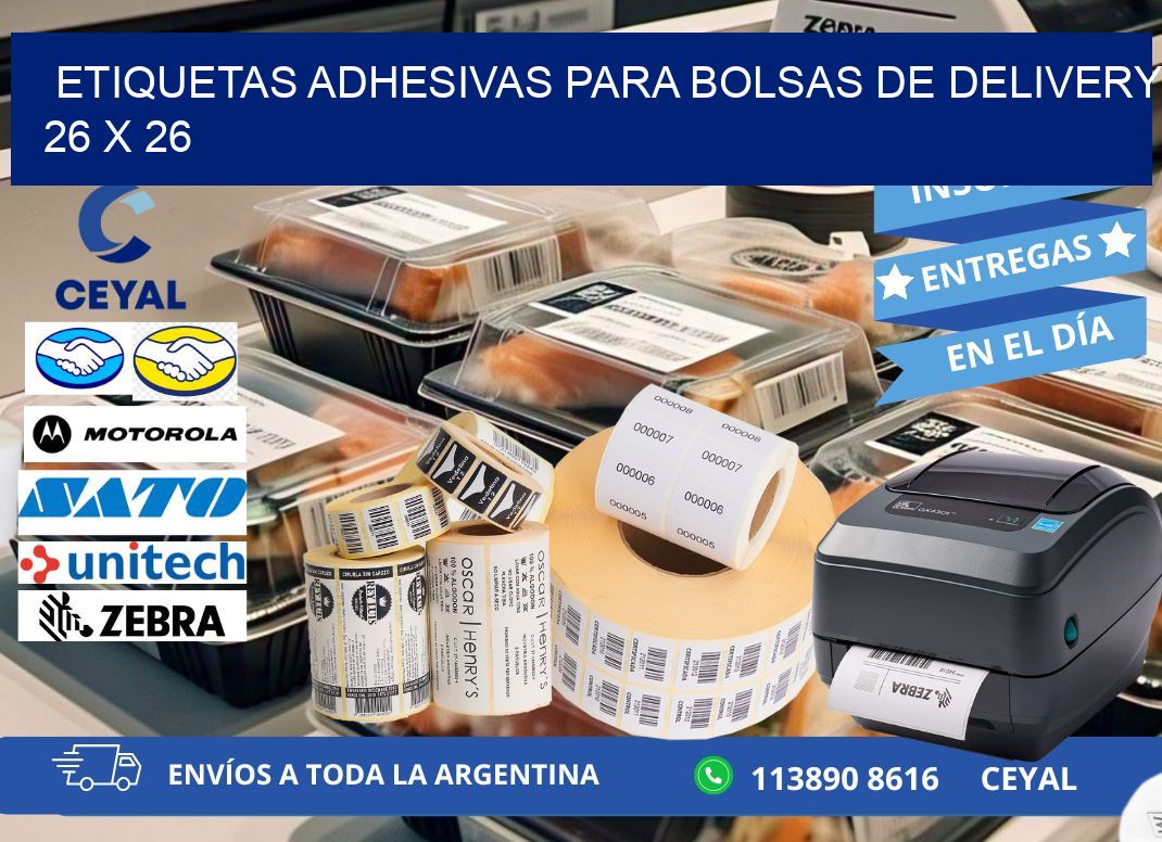 ETIQUETAS ADHESIVAS PARA BOLSAS DE DELIVERY 26 x 26