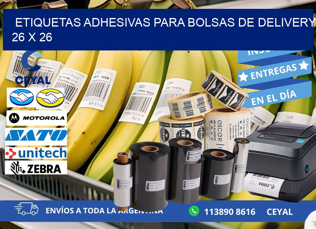 ETIQUETAS ADHESIVAS PARA BOLSAS DE DELIVERY 26 x 26
