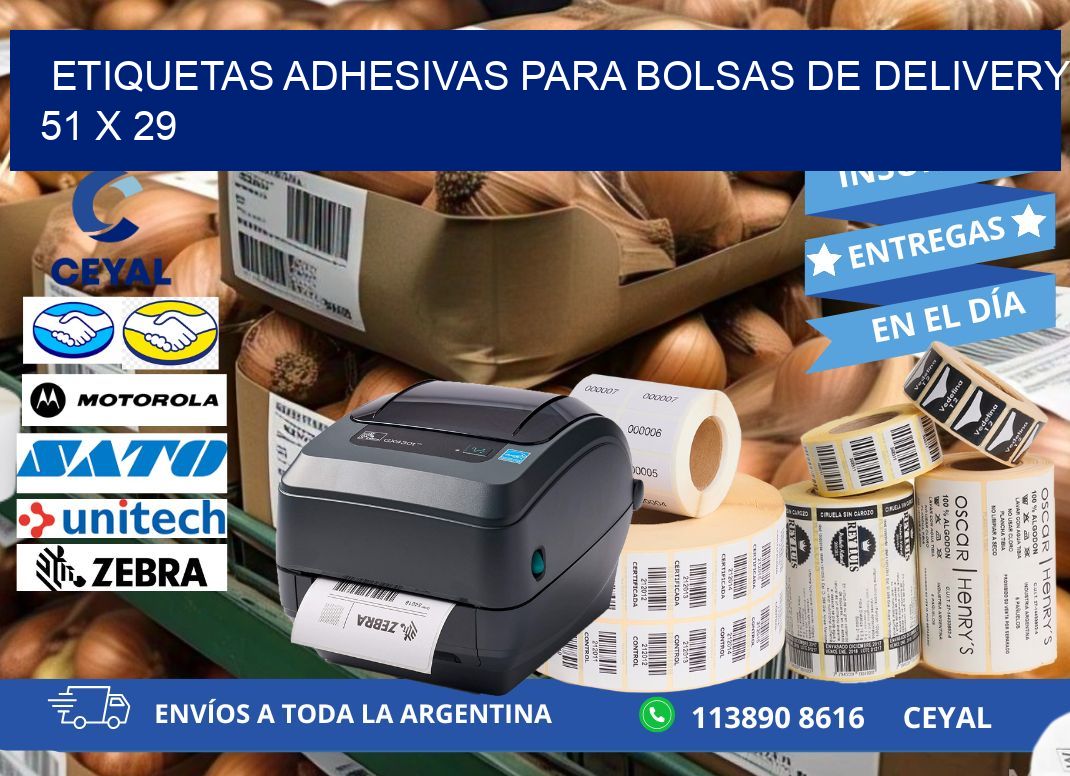 ETIQUETAS ADHESIVAS PARA BOLSAS DE DELIVERY 51 x 29