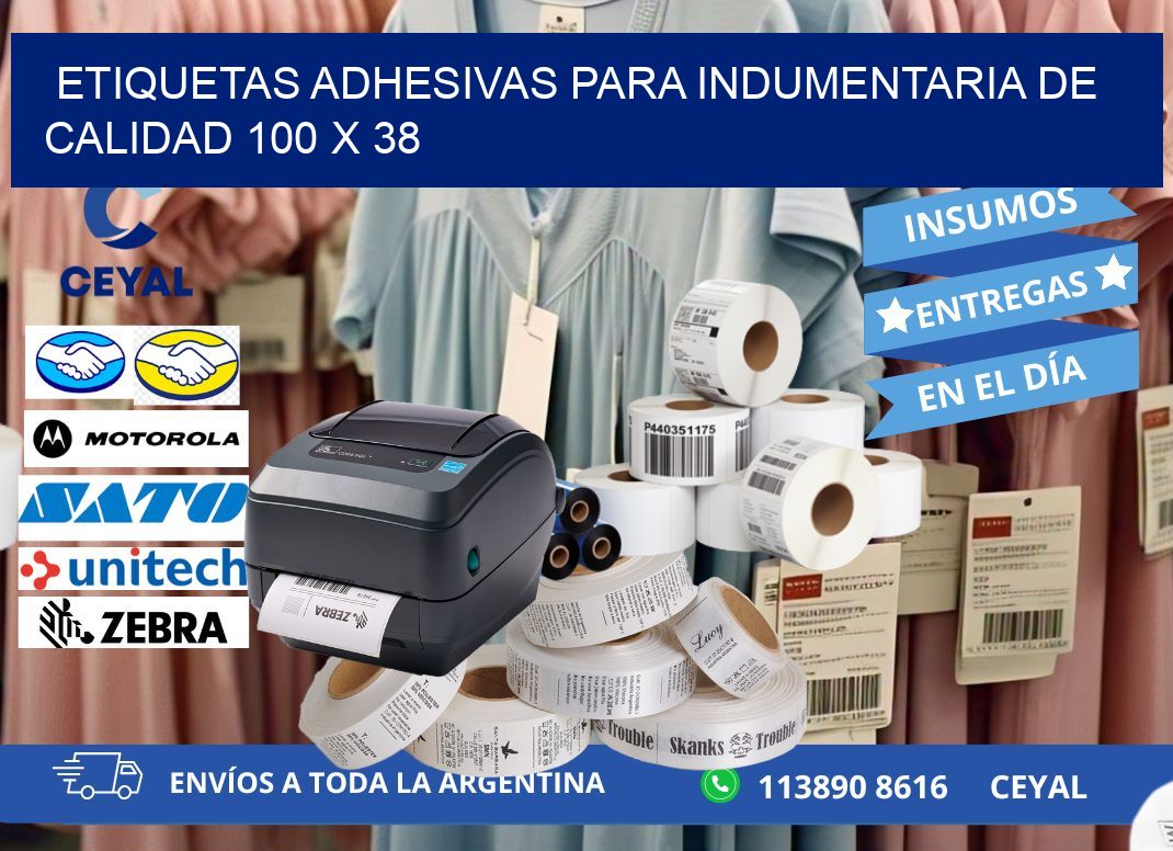 ETIQUETAS ADHESIVAS PARA INDUMENTARIA DE CALIDAD 100 x 38