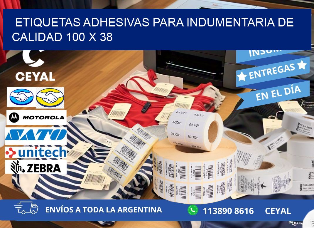 ETIQUETAS ADHESIVAS PARA INDUMENTARIA DE CALIDAD 100 x 38