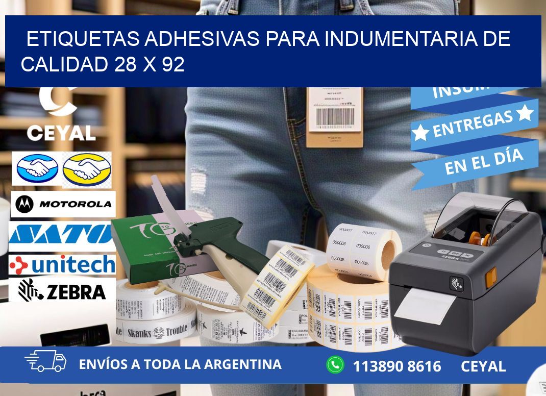 ETIQUETAS ADHESIVAS PARA INDUMENTARIA DE CALIDAD 28 x 92