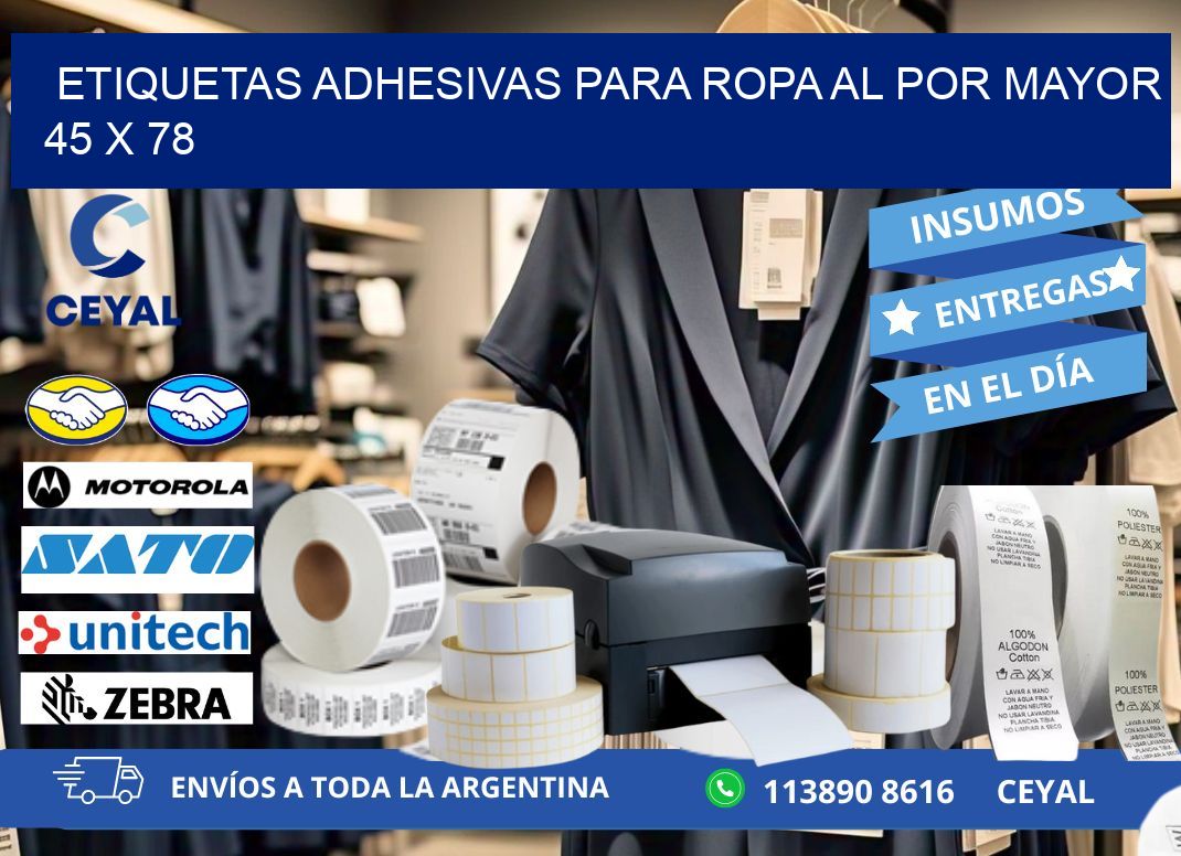 ETIQUETAS ADHESIVAS PARA ROPA AL POR MAYOR 45 x 78