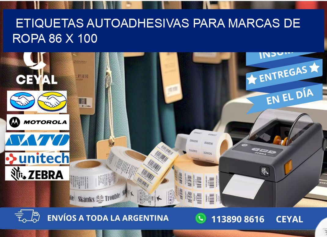 ETIQUETAS AUTOADHESIVAS PARA MARCAS DE ROPA 86 x 100