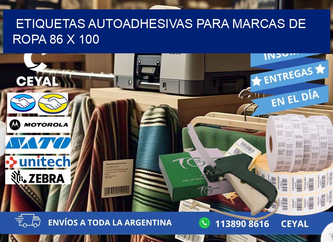 ETIQUETAS AUTOADHESIVAS PARA MARCAS DE ROPA 86 x 100