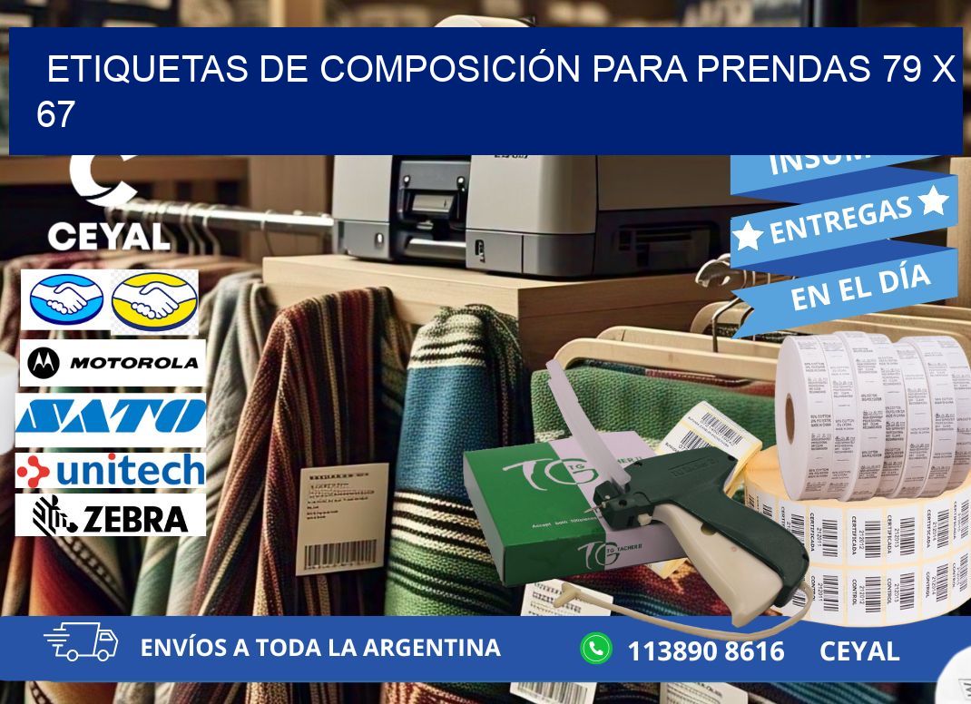 ETIQUETAS DE COMPOSICIÓN PARA PRENDAS 79 x 67