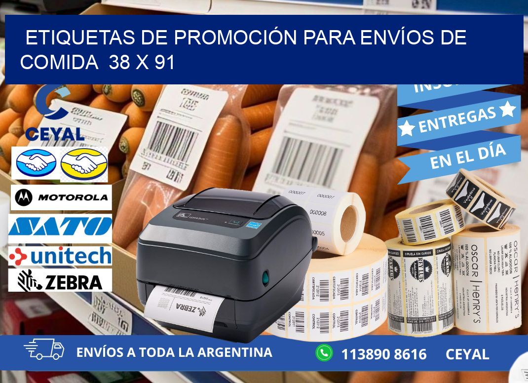 ETIQUETAS DE PROMOCIÓN PARA ENVÍOS DE COMIDA  38 x 91