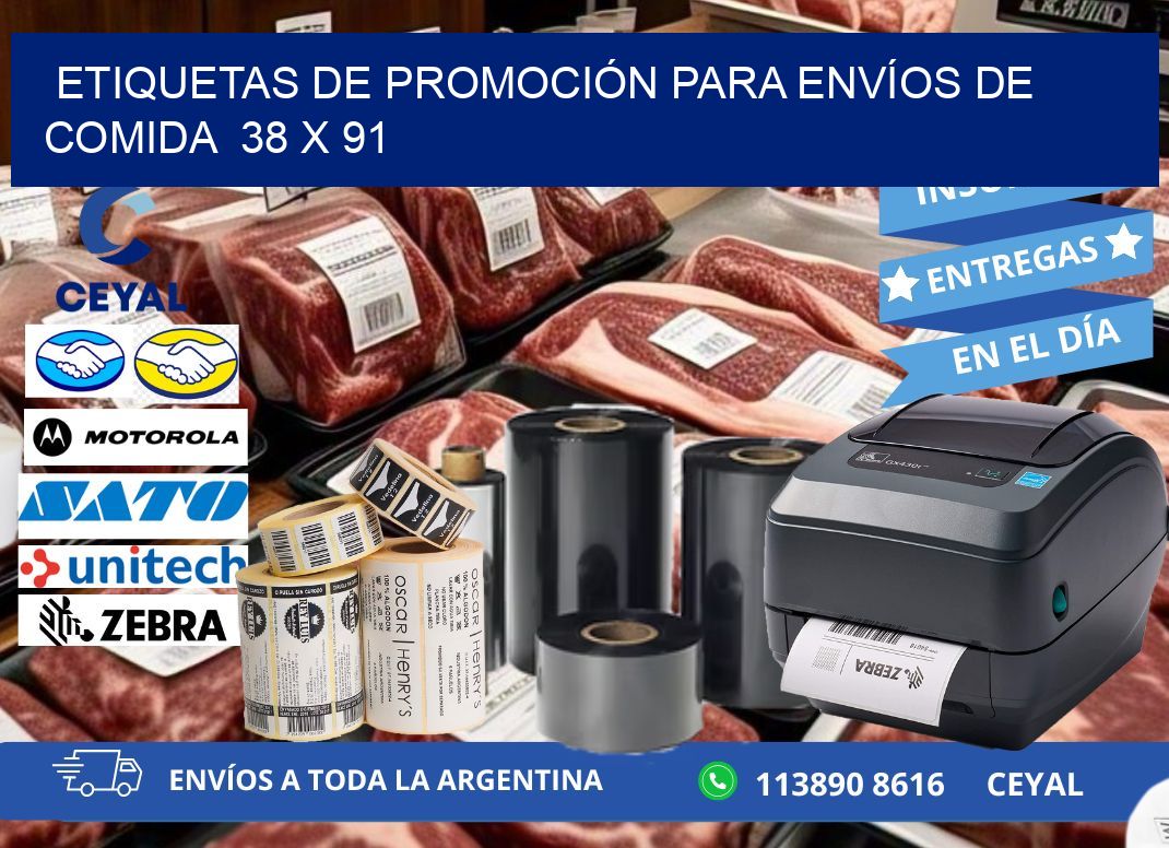 ETIQUETAS DE PROMOCIÓN PARA ENVÍOS DE COMIDA  38 x 91