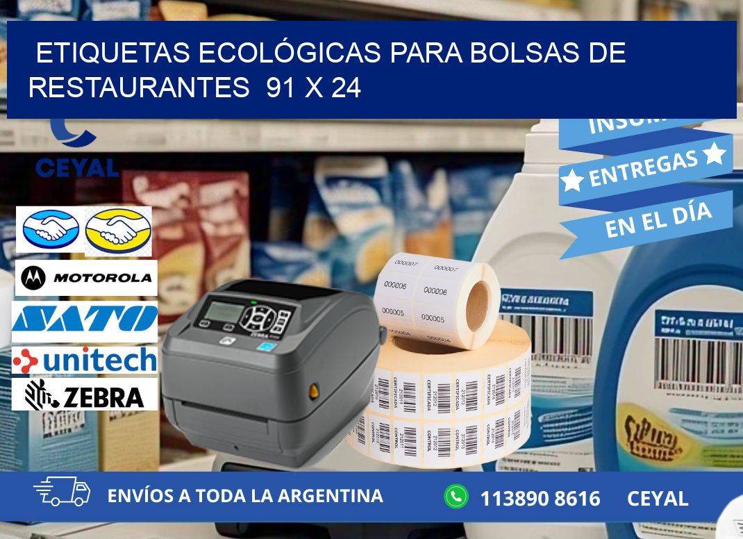 ETIQUETAS ECOLÓGICAS PARA BOLSAS DE RESTAURANTES  91 x 24