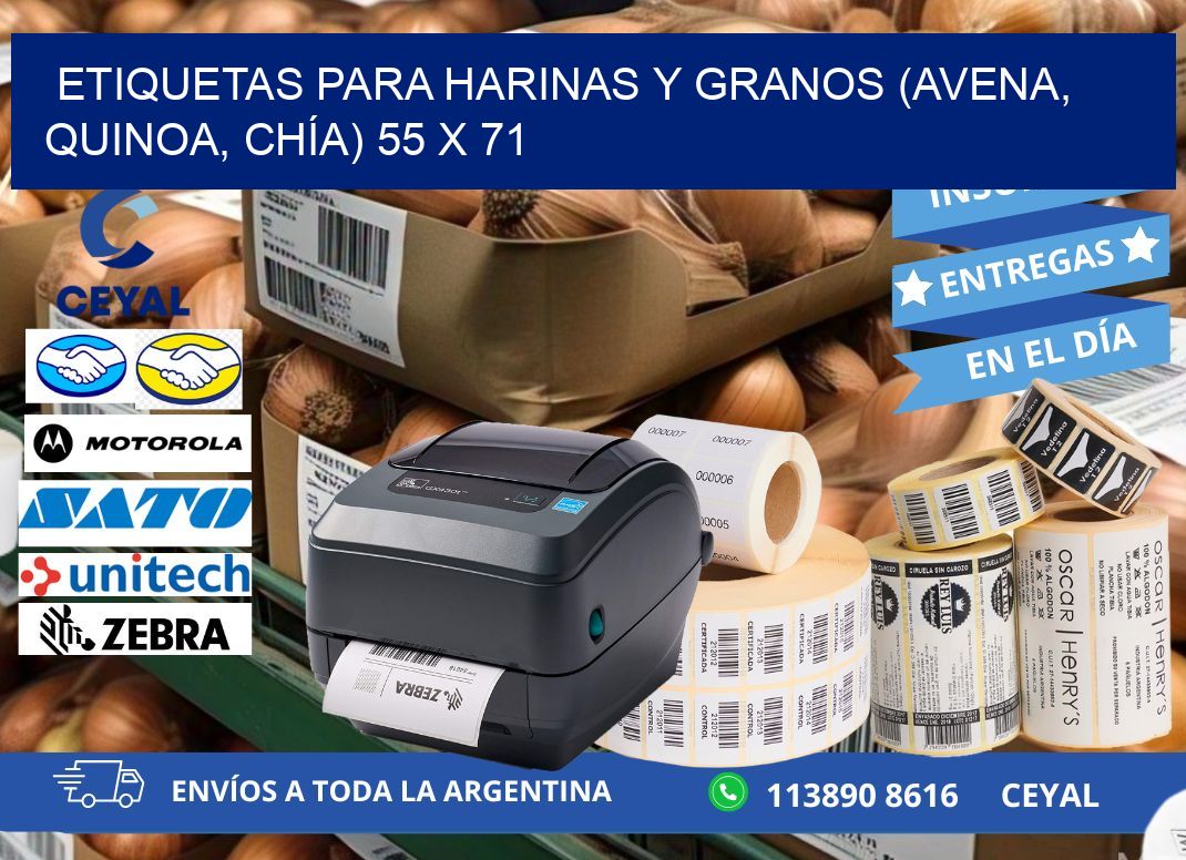 ETIQUETAS PARA HARINAS Y GRANOS (AVENA, QUINOA, CHÍA) 55 x 71