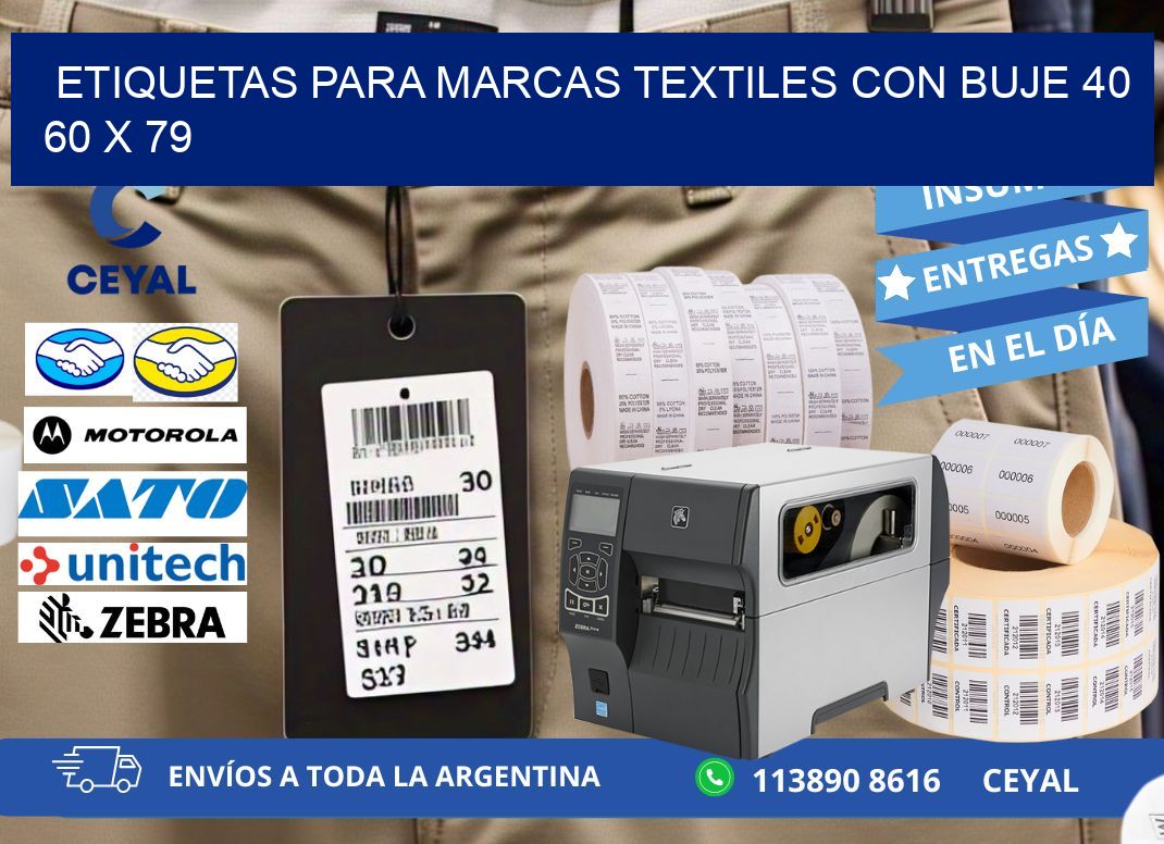 ETIQUETAS PARA MARCAS TEXTILES CON BUJE 40 60 x 79
