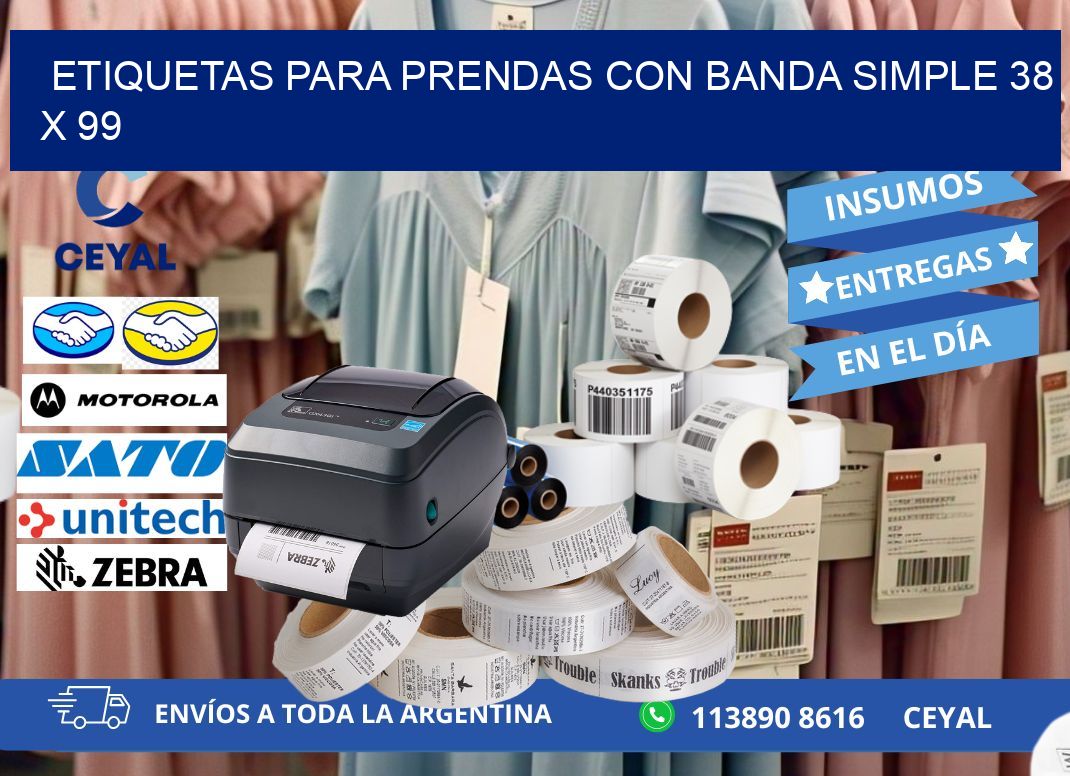 ETIQUETAS PARA PRENDAS CON BANDA SIMPLE 38 x 99