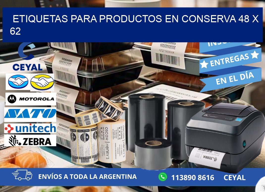 ETIQUETAS PARA PRODUCTOS EN CONSERVA 48 x 62