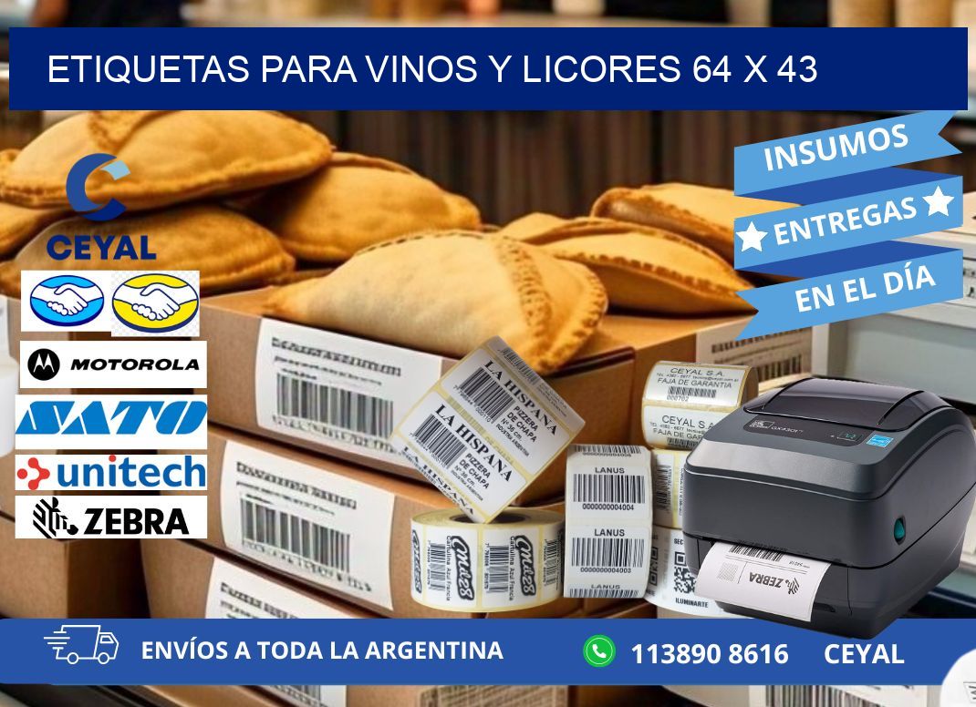ETIQUETAS PARA VINOS Y LICORES 64 x 43