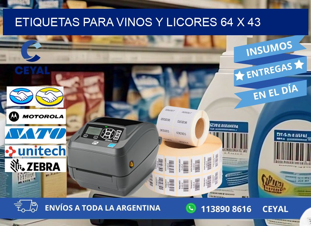 ETIQUETAS PARA VINOS Y LICORES 64 x 43