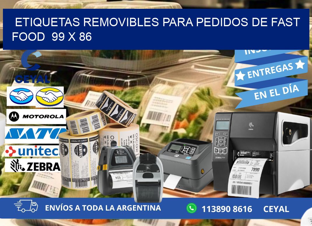 ETIQUETAS REMOVIBLES PARA PEDIDOS DE FAST FOOD  99 x 86
