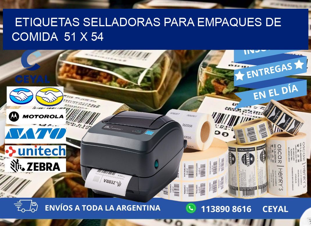 ETIQUETAS SELLADORAS PARA EMPAQUES DE COMIDA 51 x 54