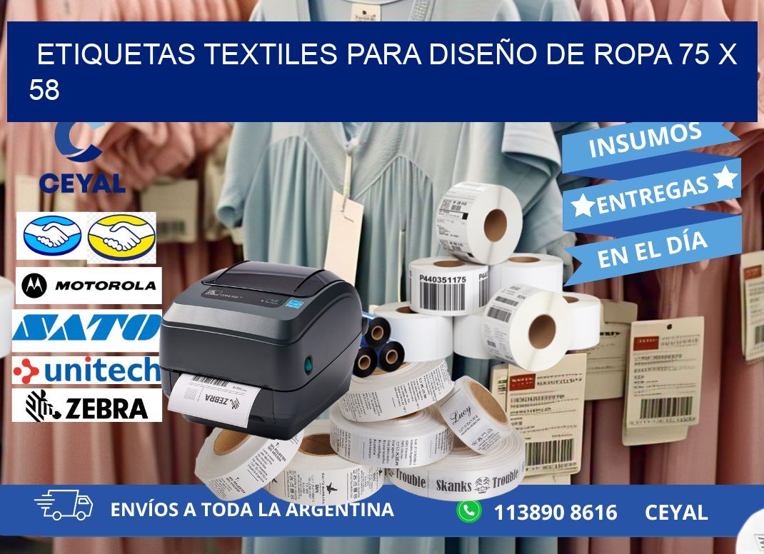 ETIQUETAS TEXTILES PARA DISEÑO DE ROPA 75 x 58