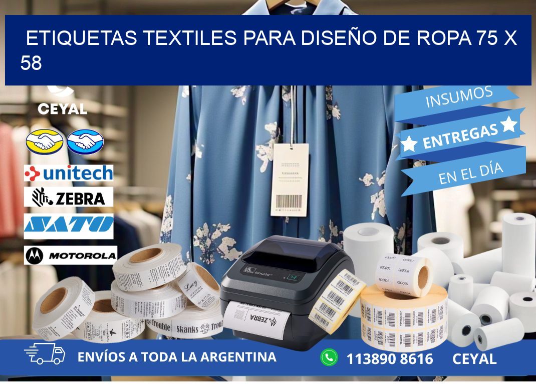 ETIQUETAS TEXTILES PARA DISEÑO DE ROPA 75 x 58