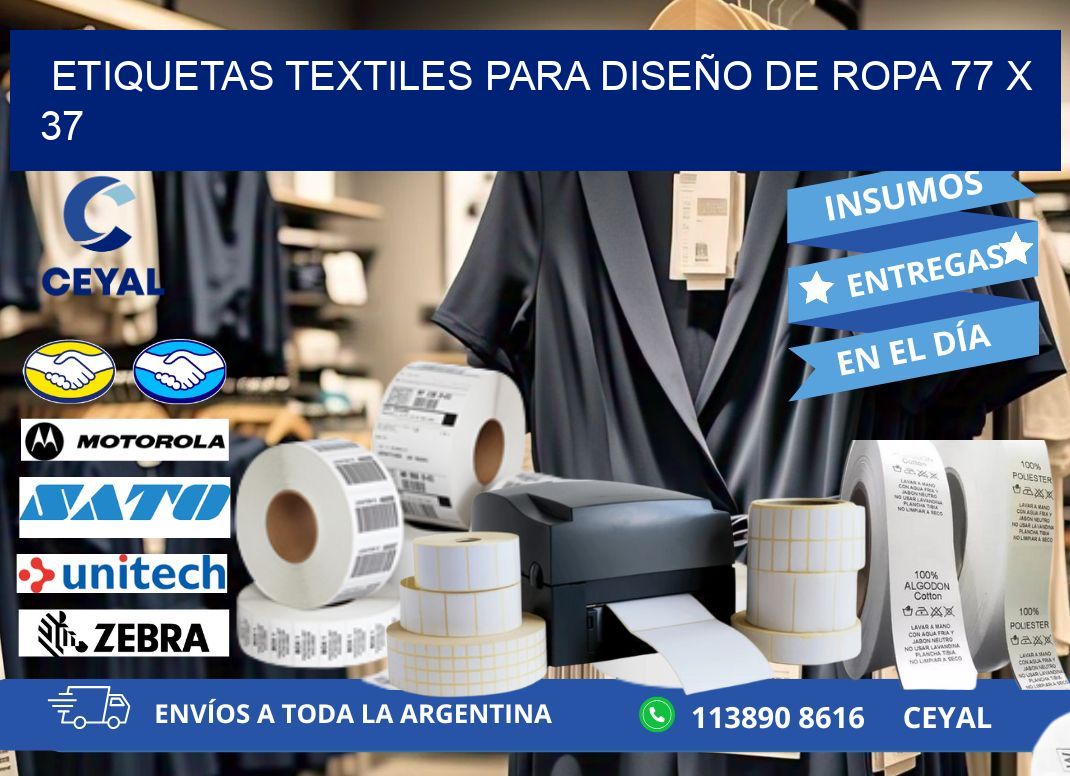 ETIQUETAS TEXTILES PARA DISEÑO DE ROPA 77 x 37