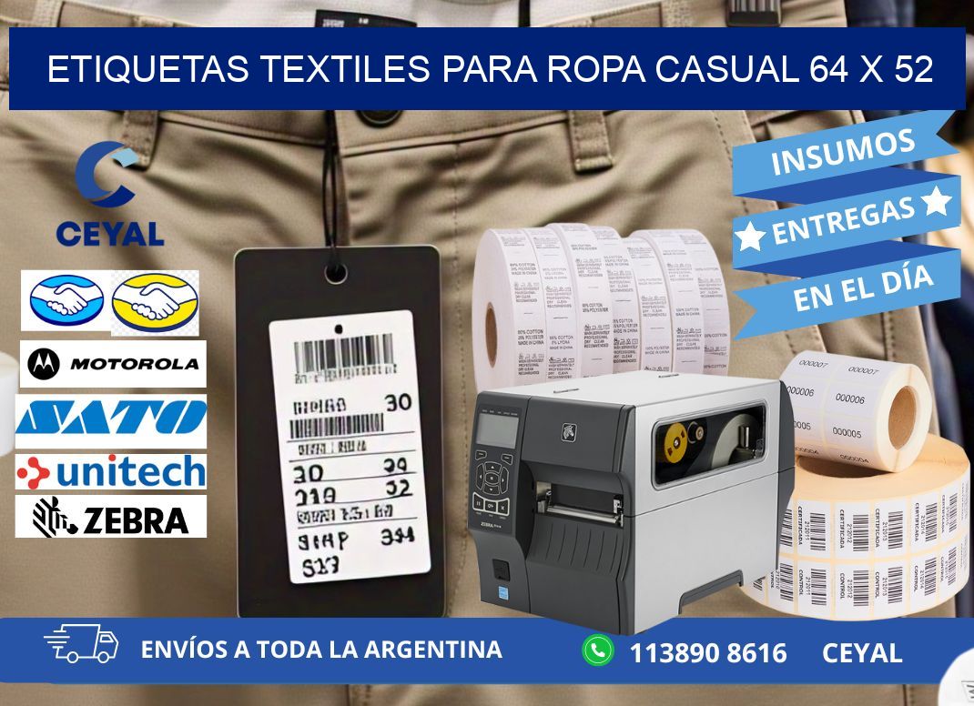 ETIQUETAS TEXTILES PARA ROPA CASUAL 64 x 52