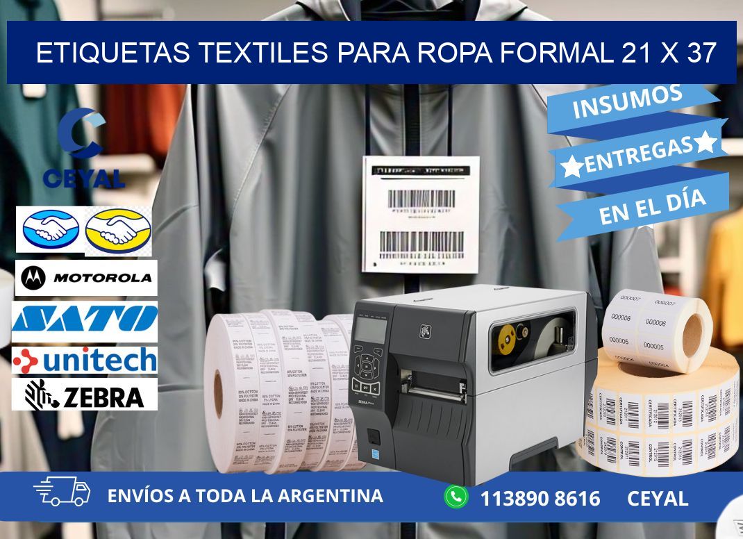 ETIQUETAS TEXTILES PARA ROPA FORMAL 21 x 37