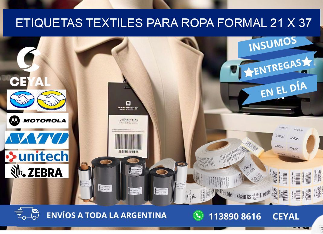 ETIQUETAS TEXTILES PARA ROPA FORMAL 21 x 37