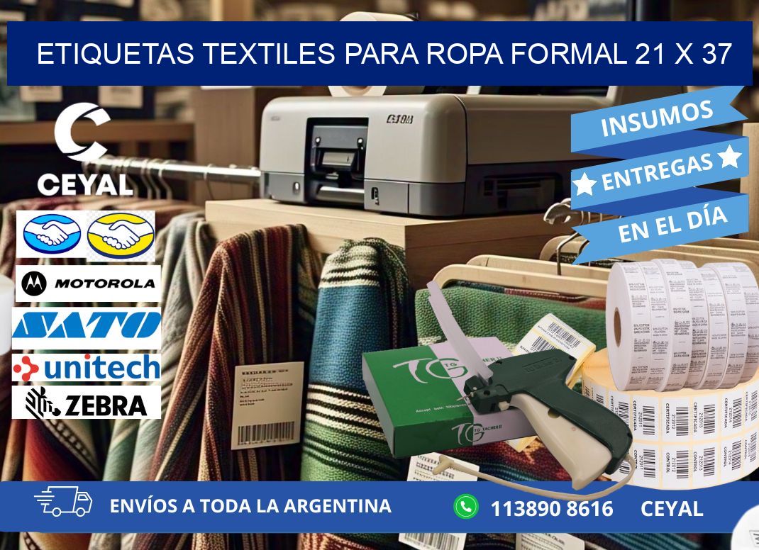 ETIQUETAS TEXTILES PARA ROPA FORMAL 21 x 37