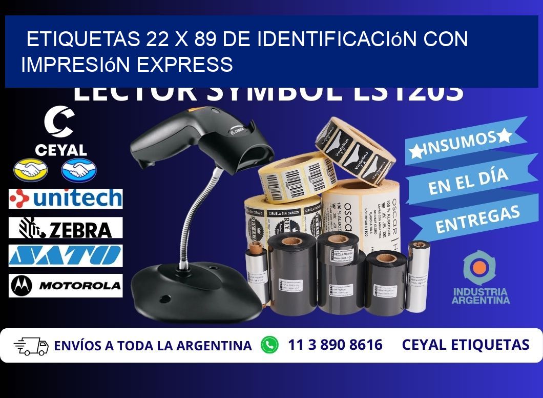 Etiquetas 22 x 89 de Identificación con Impresión Express
