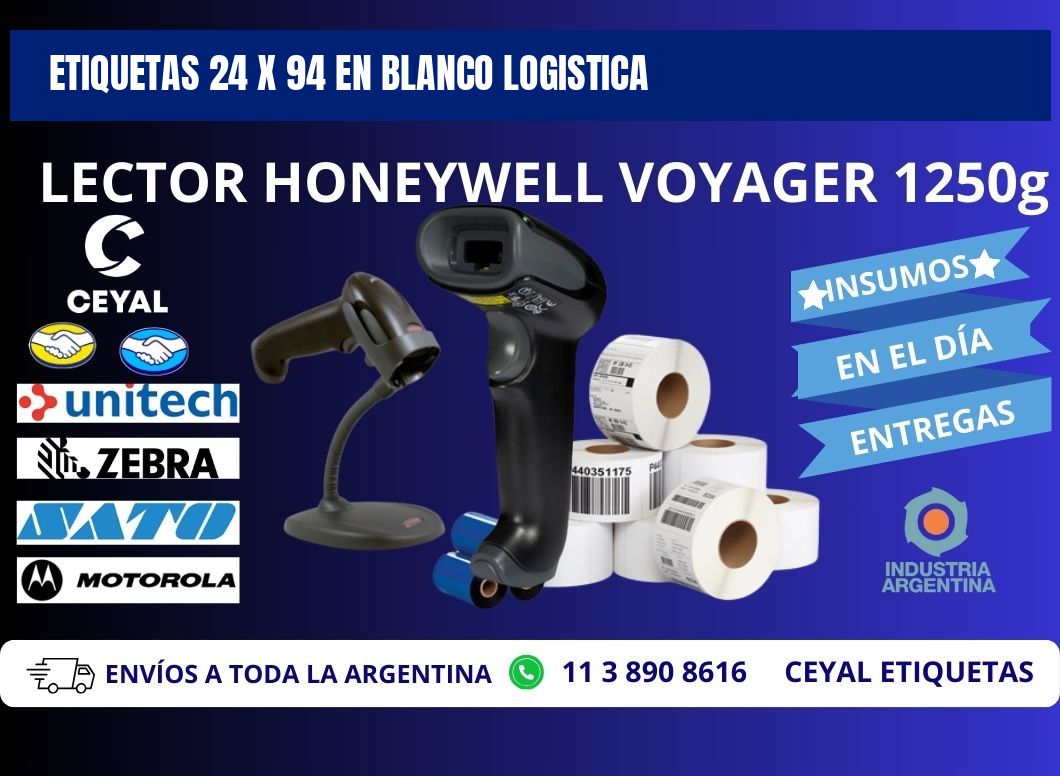 Etiquetas 24 x 94 en blanco logistica