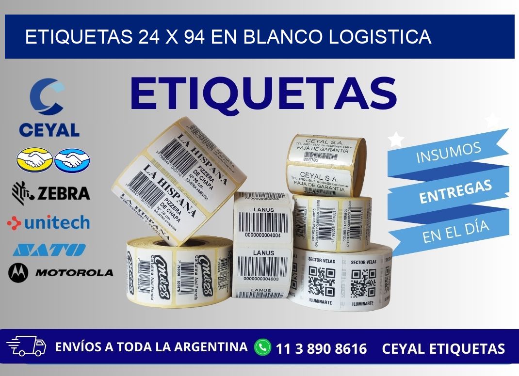 Etiquetas 24 x 94 en blanco logistica