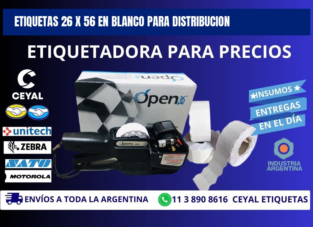 Etiquetas 26 x 56 en blanco para distribucion