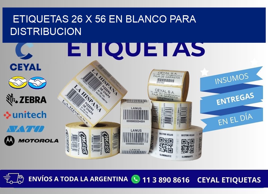 Etiquetas 26 x 56 en blanco para distribucion