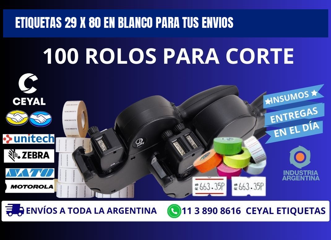 Etiquetas 29 x 80 en blanco para tus envios