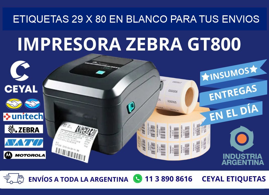 Etiquetas 29 x 80 en blanco para tus envios