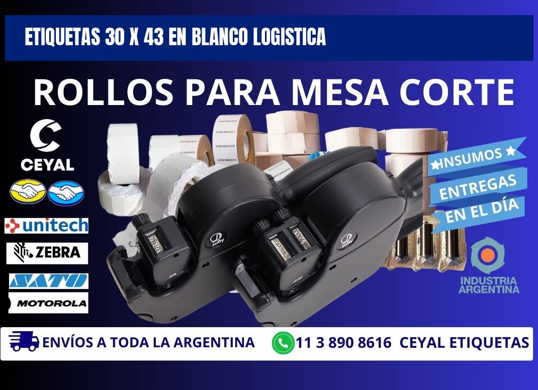 Etiquetas 30 x 43 en blanco logistica