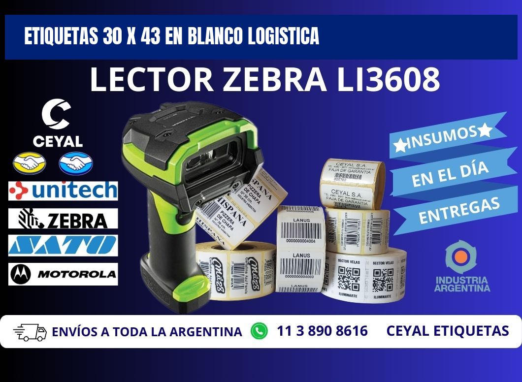 Etiquetas 30 x 43 en blanco logistica