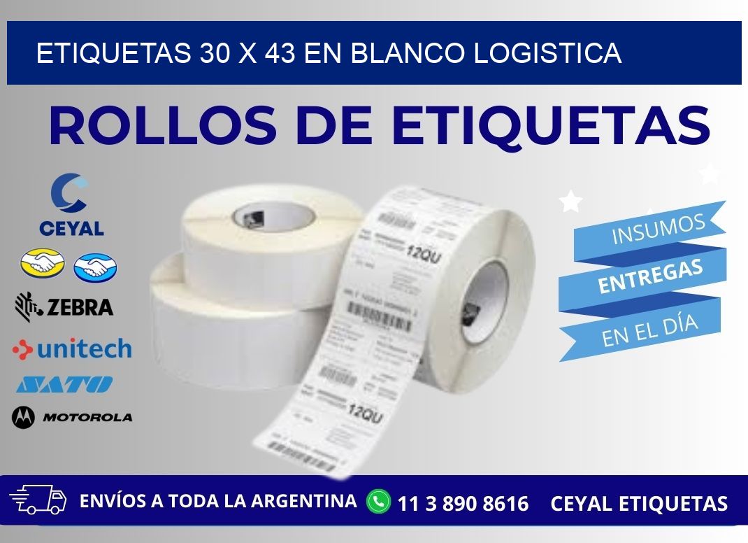 Etiquetas 30 x 43 en blanco logistica