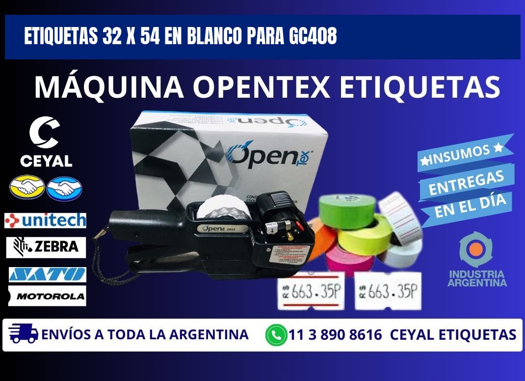 Etiquetas 32 x 54 en blanco para gc408