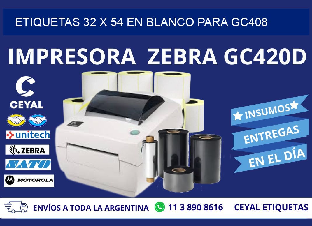 Etiquetas 32 x 54 en blanco para gc408