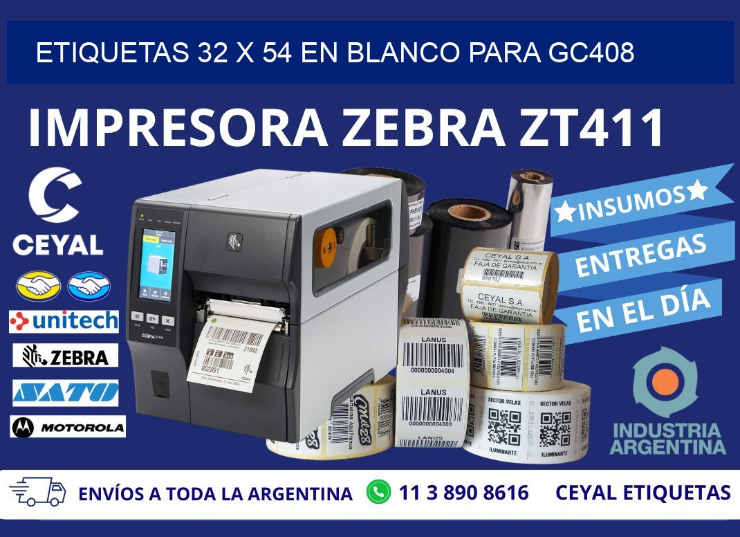 Etiquetas 32 x 54 en blanco para gc408