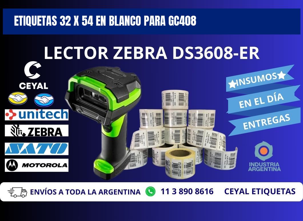 Etiquetas 32 x 54 en blanco para gc408