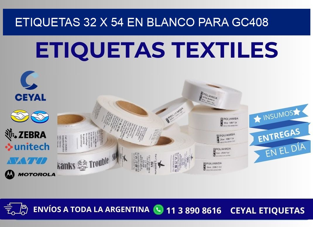 Etiquetas 32 x 54 en blanco para gc408